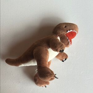 Brown Plush Dinosaur Toy with a bell inside